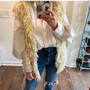 Elan Fringe Sweater Vest Cream
